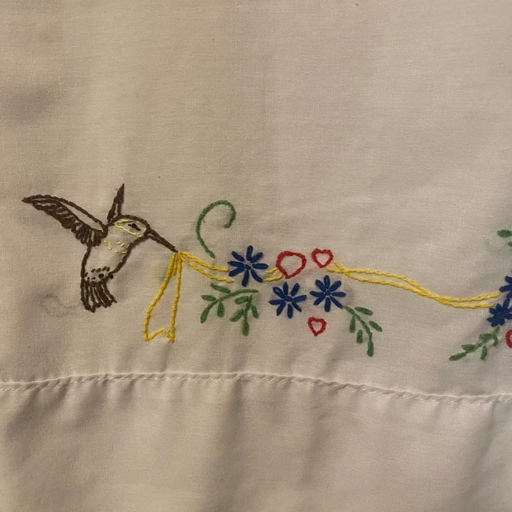 Vintage Westpoint Stevens pillowcase embroidered hummingbird Made in the USA